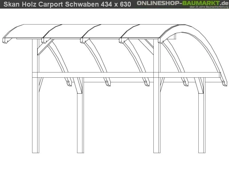 Skan Holz Carport Schwaben 434 x 630 cm Leimholz - Image 3
