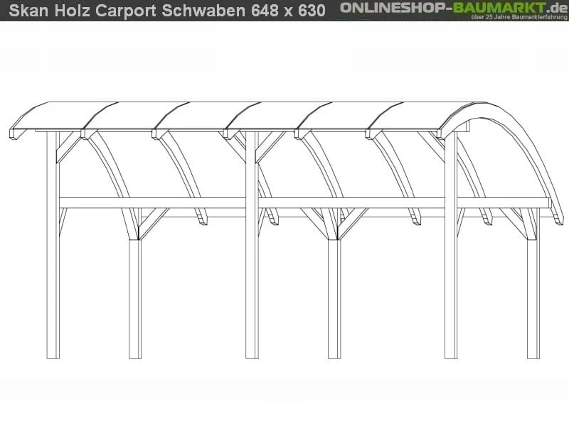 Skan Holz Carport Schwaben 648 x 630 cm Leimholz - Image 2