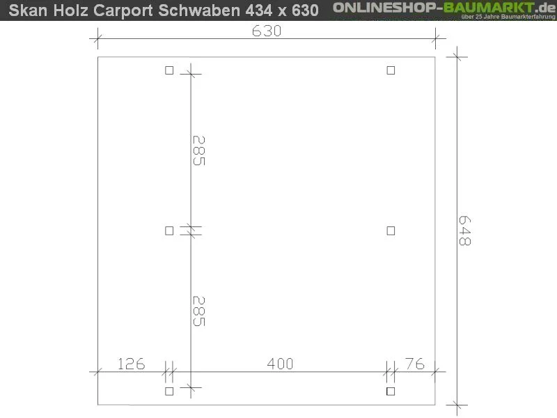 Skan Holz Carport Schwaben 648 x 630 cm Leimholz - Image 3