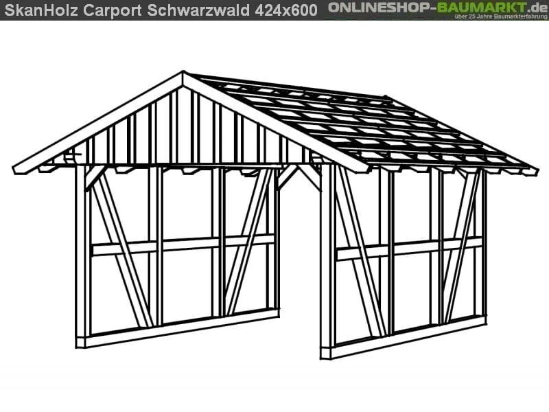 Skan Holz Carport Schwarzwald 424 x 600 cm - Image 3