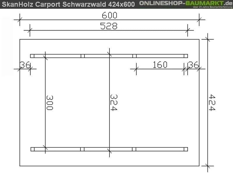 Skan Holz Carport Schwarzwald 424 x 600 cm - Image 4