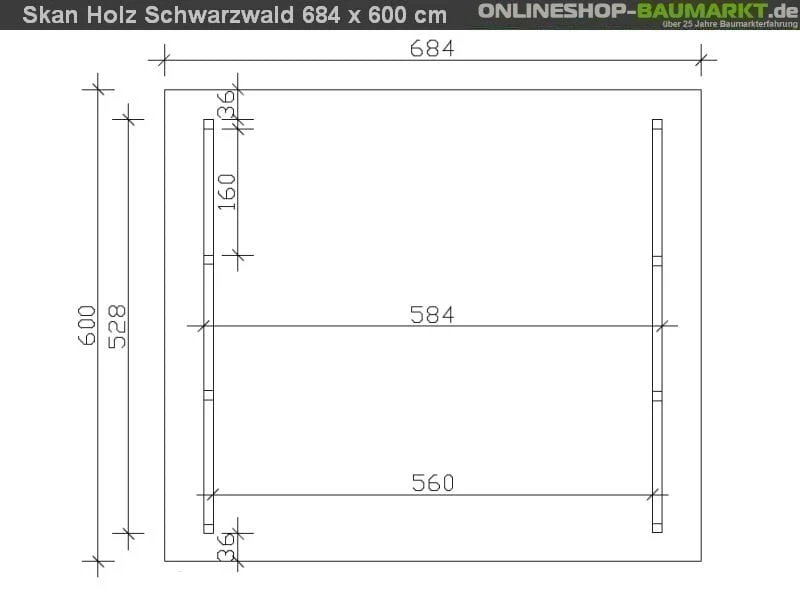 Skan Holz Carport Schwarzwald 684 x 600 cm - Image 4