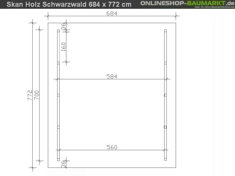 Skan Holz Carport Schwarzwald 684 x 772 cm - Image 4