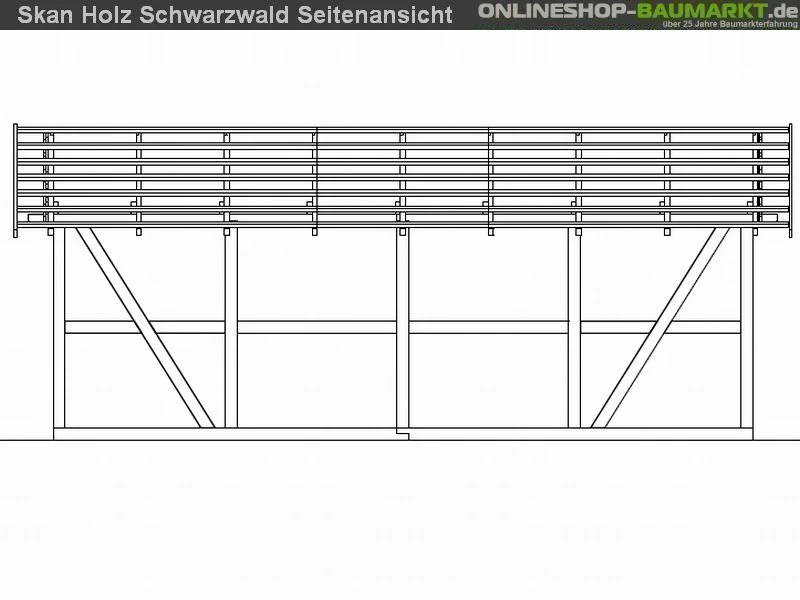 Skan Holz Carport Schwarzwald 684 x 772 cm mit Rückwand - Image 4