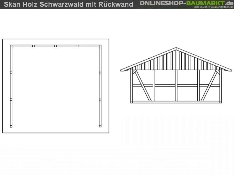 Skan Holz Carport Schwarzwald 684 x 772 cm mit Rückwand - Image 6