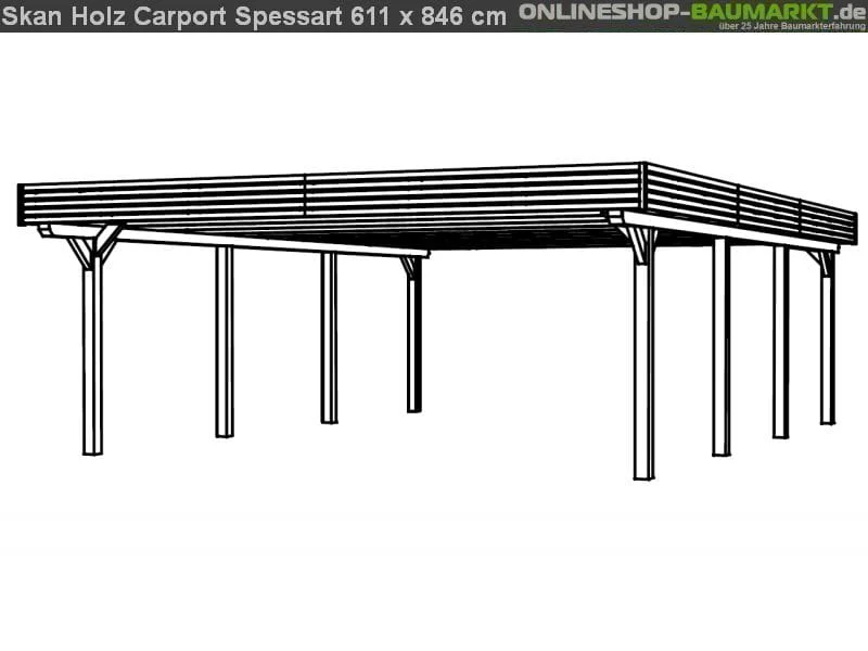 Skan Holz Carport Spessart 611 x 846 cm Leimholz - Image 2