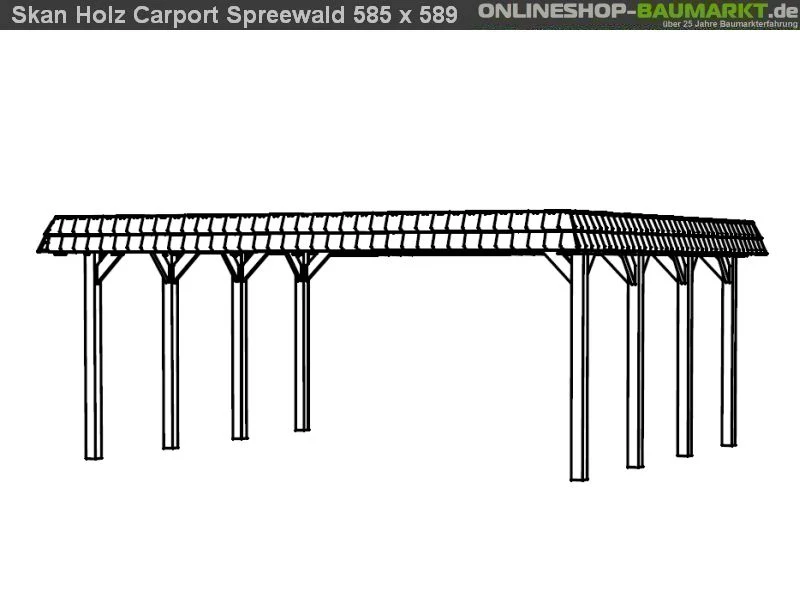 Skan Holz Carport Spreewald 585 x 589 cm mit schwarzer Blende - Image 4