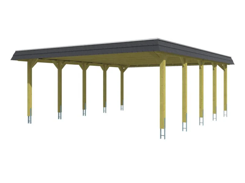 Skan Holz Carport Spreewald 585 x 741 cm mit schwarzer Blende - Image 2