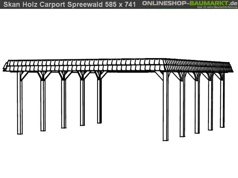 Skan Holz Carport Spreewald 585 x 741 cm mit schwarzer Blende - Image 4