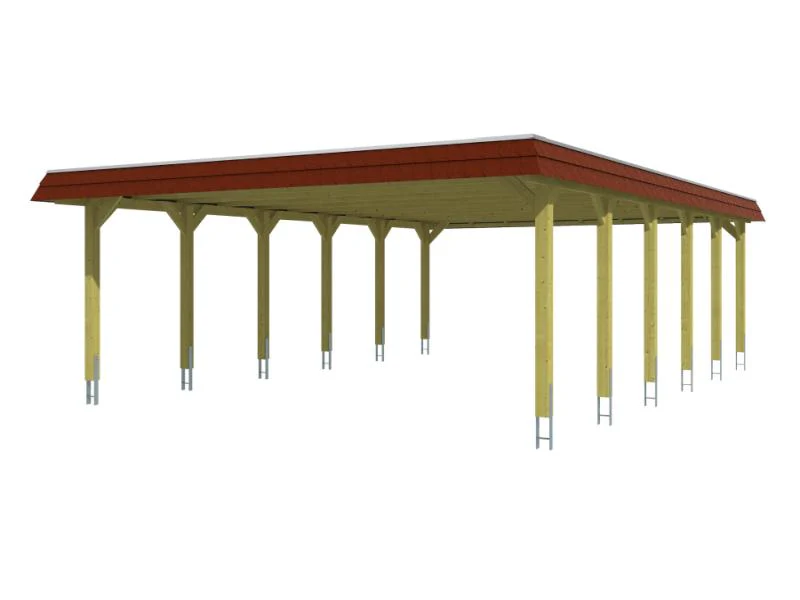 Skan Holz Carport Spreewald 585 x 893 cm mit roter Blende - Image 2