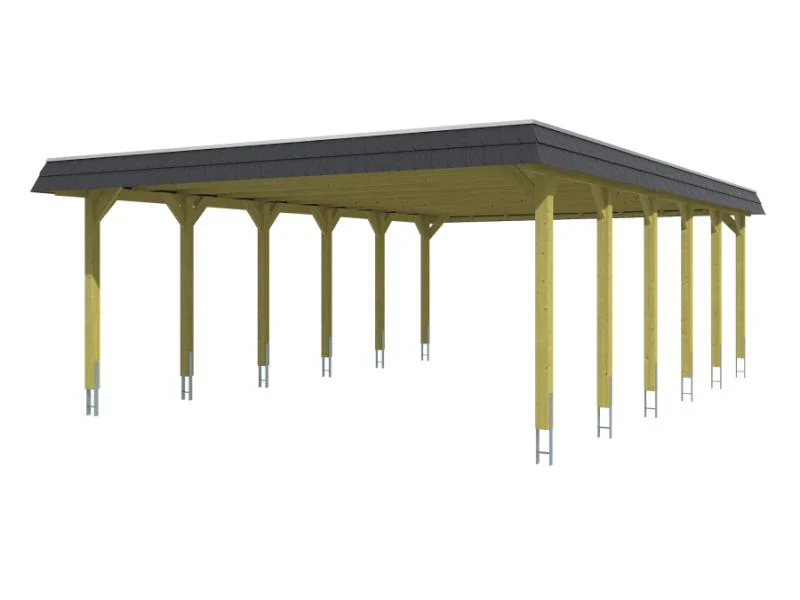 Skan Holz Carport Spreewald 585 x 893 cm mit schwarzer Blende - Image 2