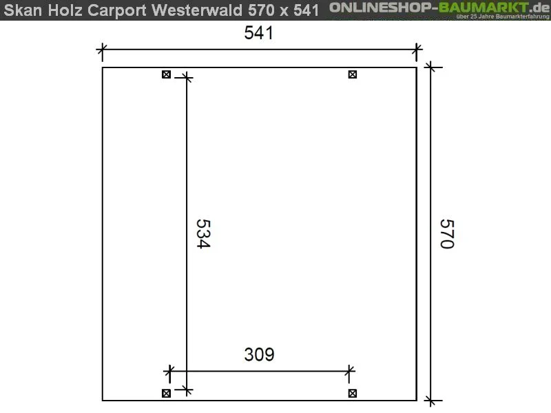 Skan Holz Carport Westerwald 570 x 541 cm Leimholz - Image 4