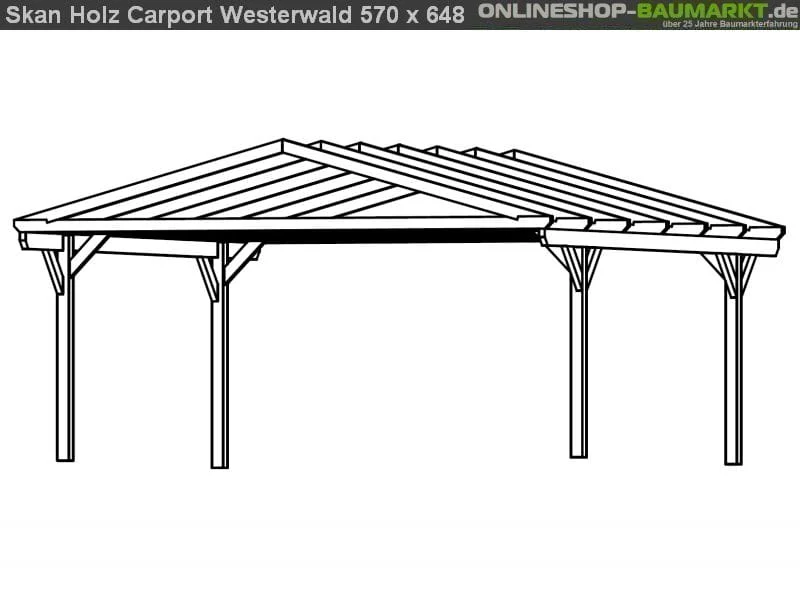 Skan Holz Carport Westerwald 570 x 648 cm Leimholz - Image 3