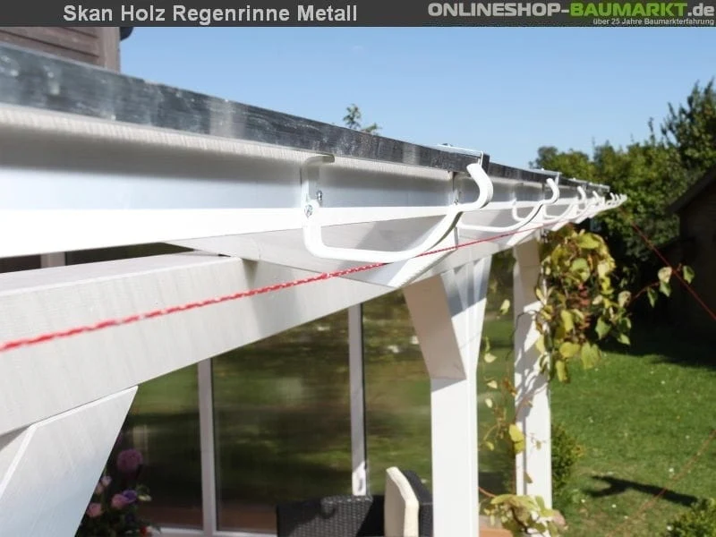 Skan Holz Metall-Regenrinne für Terrassenüberdachung bis 434 cm Breite, weiß - Image 3