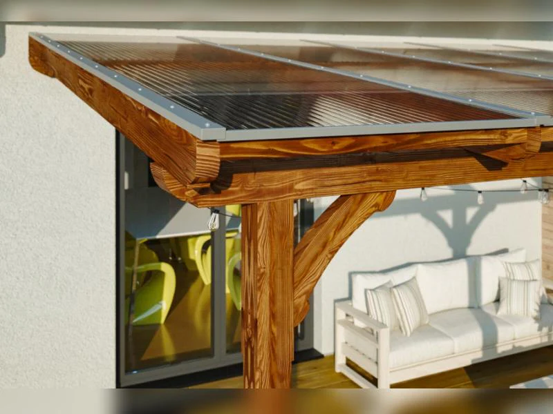 Skan Holz Terrassenüberdachung Rimini 648 x 350 cm, Nussbaum (Douglasie) - Image 3