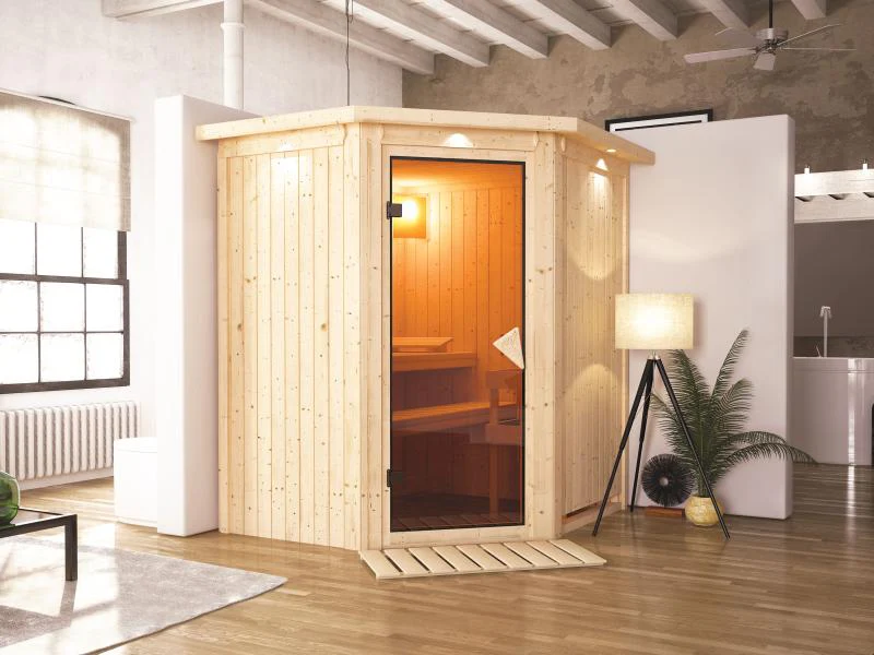 Taurin - Karibu Sauna ohne Ofen - mit Dachkranz