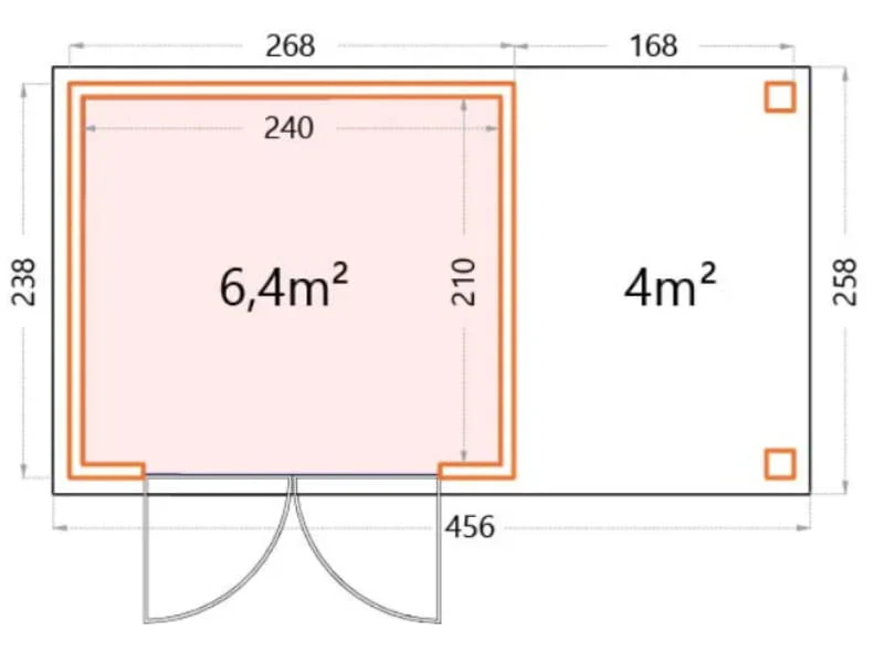 Telluria Metall-Gerätehaus Classico 2424 Weiß mit kleinem Seitendach rechts - Image 2