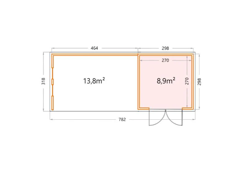 Telluria Metall-Gerätehaus Classico 3030 Lichtgrau mit XL Lounge links, inkl. 2 Fenster - Image 2