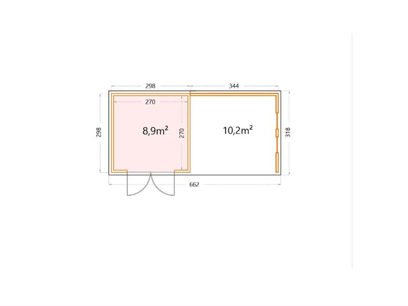 Telluria Metall-Gerätehaus Classico 3030 Weiß mit großer Lounge rechts, inkl. 2 Fenster - Image 2