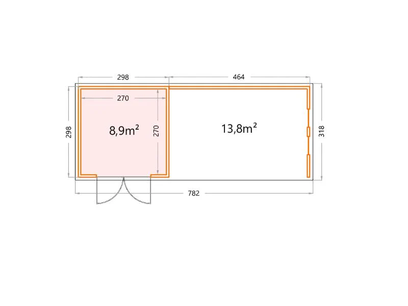 Telluria Metall-Gerätehaus Classico 3030 Weiß mit XL Lounge rechts, inkl. 2 Fenster - Image 2