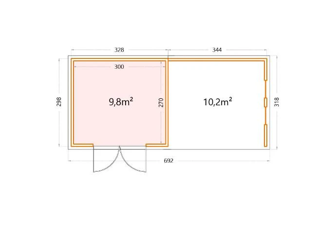 Telluria Metall-Gerätehaus Classico 3330 Lichtgrau mit Lounge rechts, inkl. 2 Fenster - Image 2
