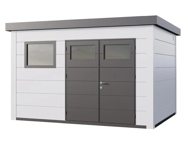 Telluria Metall-Gerätehaus Classico 3930+ Komplett Weiß, inkl. Fenster