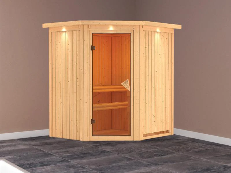 Tonja - Karibu Sauna Plug & Play ohne Ofen - mit Dachkranz - - Image 2