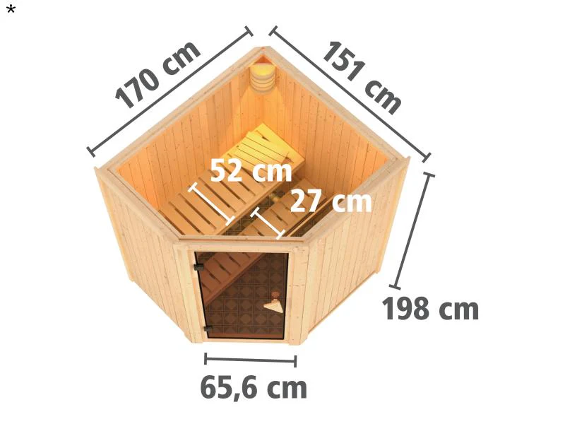 Tonja - Karibu Sauna Plug & Play ohne Ofen - ohne Dachkranz - Energiespartür - Image 3