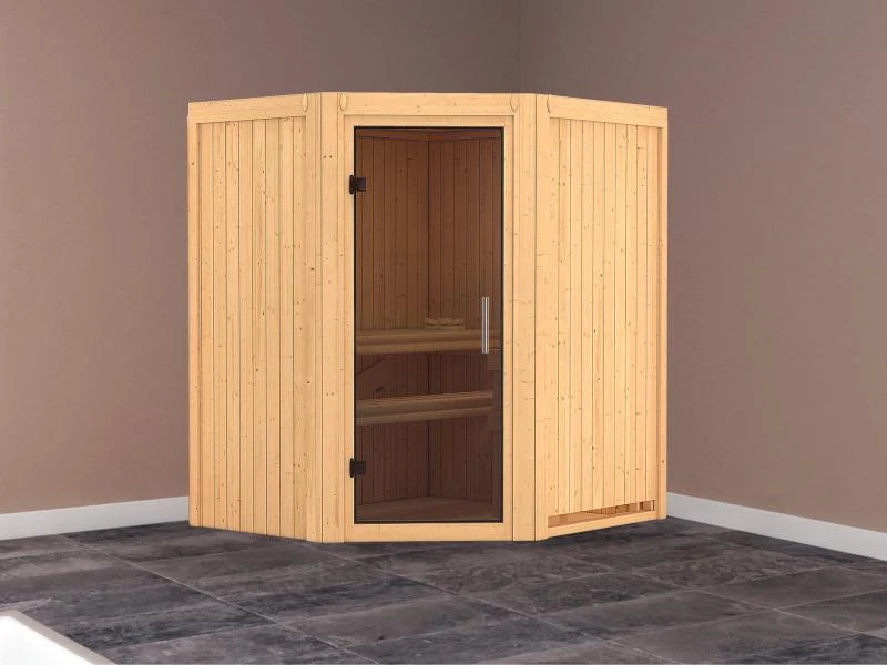 Tonja - Karibu Sauna Plug & Play ohne Ofen - ohne Dachkranz - Moderne Saunatür - Image 2