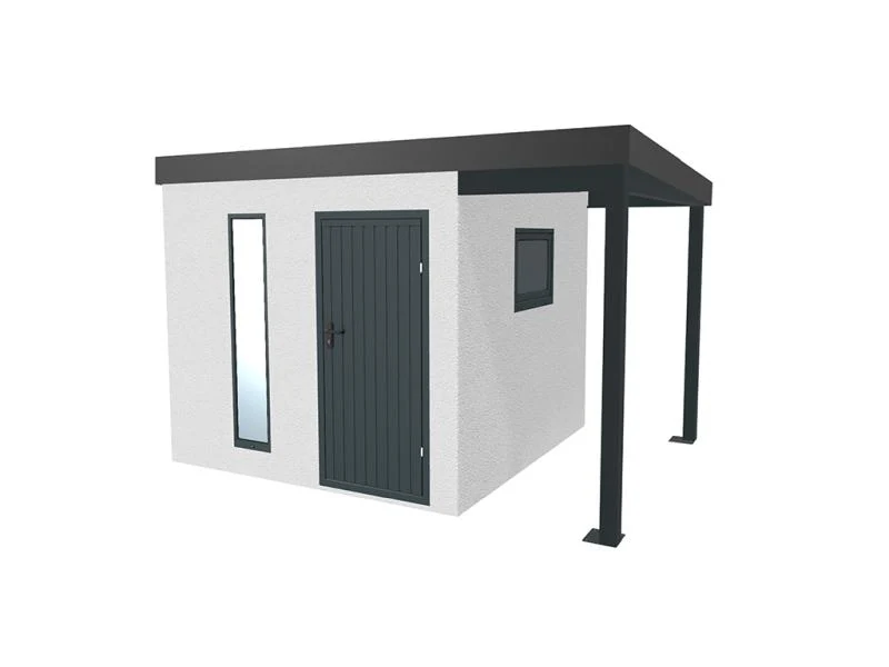 Urban One Gerätehaus Basic Typ 5, 350x256 cm, inkl. Überdachung rechts - Image 10