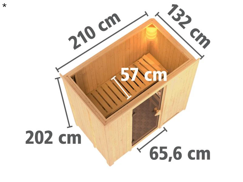 Variado - Karibu Sauna ohne Ofen-mit Dachkranz-mit Energiesparender Saunatür - Image 3
