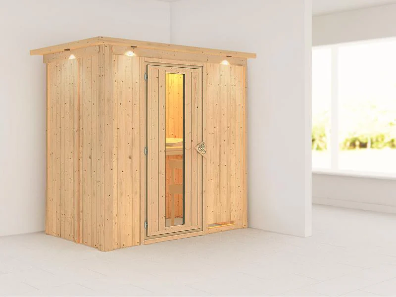 Variado - Karibu Sauna ohne Ofen-mit Dachkranz-mit Energiesparender Saunatür - Image 4
