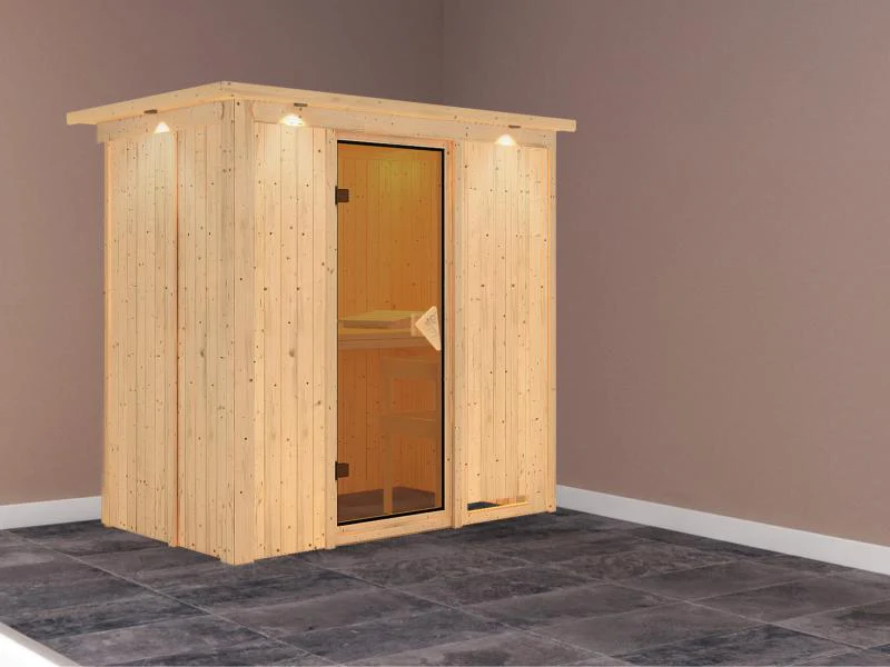 Variado - Karibu Sauna ohne Ofen-mit Dachkranz-mit klassischer Saunatür - Image 2