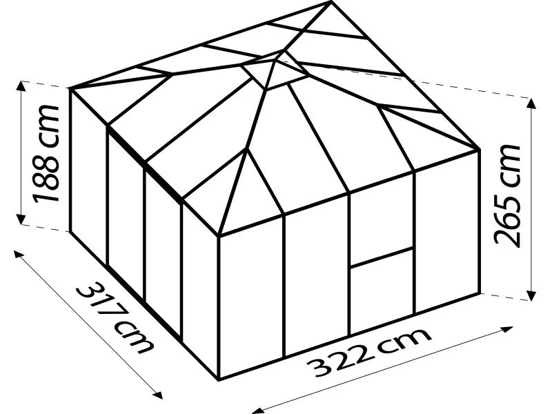 Vitavia Gewächshaus Fortuna 10200, ESG 3mm / HKP 10 mm, Schwarz , inkl. intergriertes Bodenprofil - Image 4
