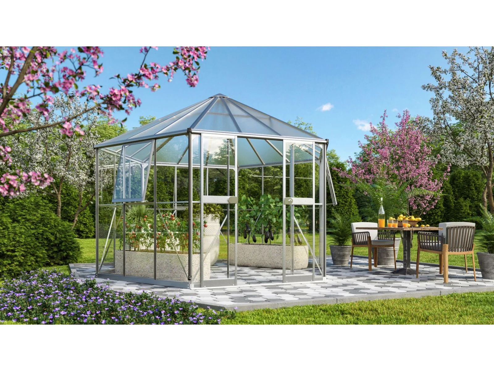 Vitavia Gewächshaus Galaxis 9000 ESG 3 mm u. HKP 6 mm Alu