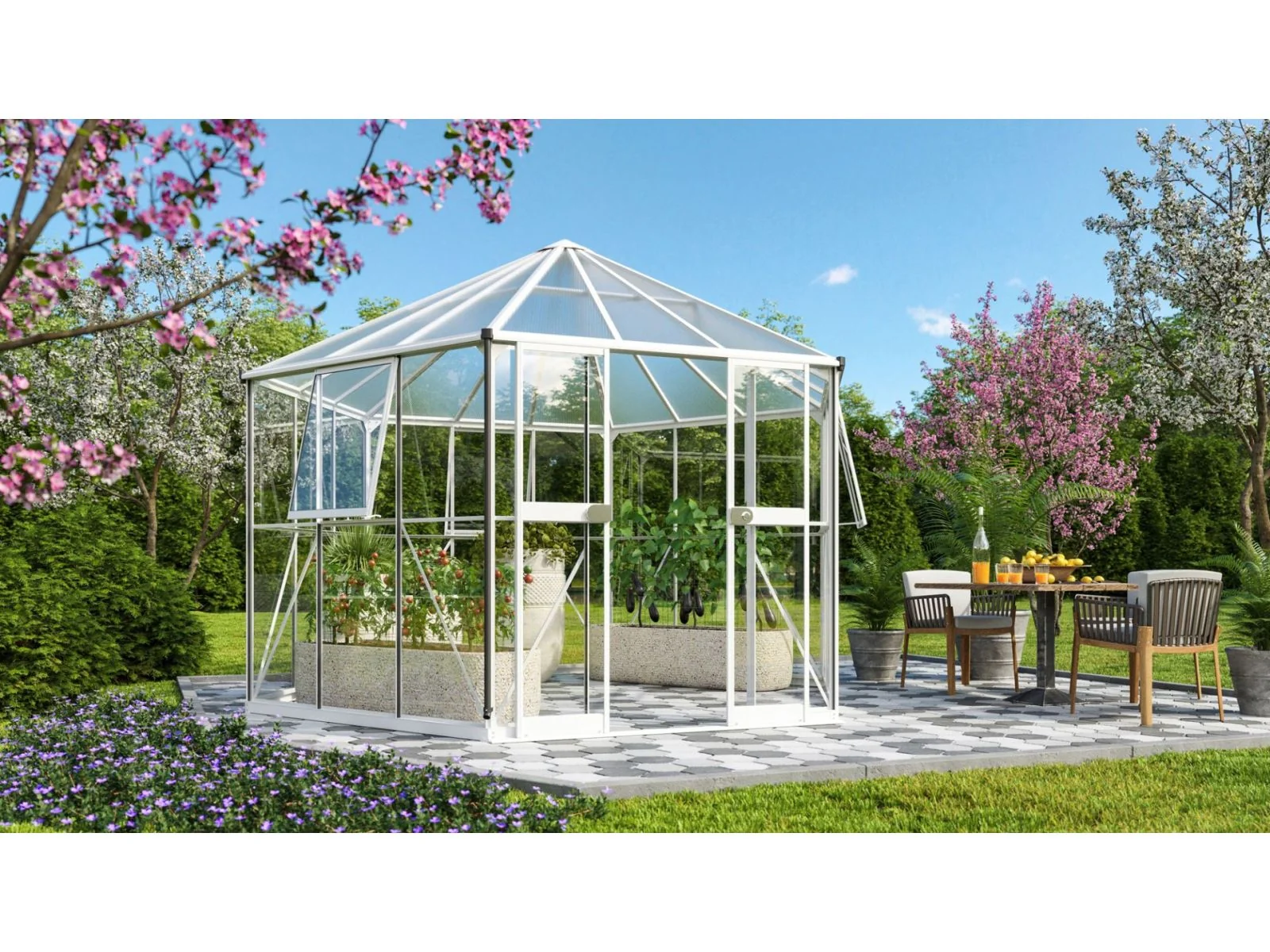 Vitavia Gewächshaus Galaxis 9000 ESG 3 mm u. HKP 6 mm weiß