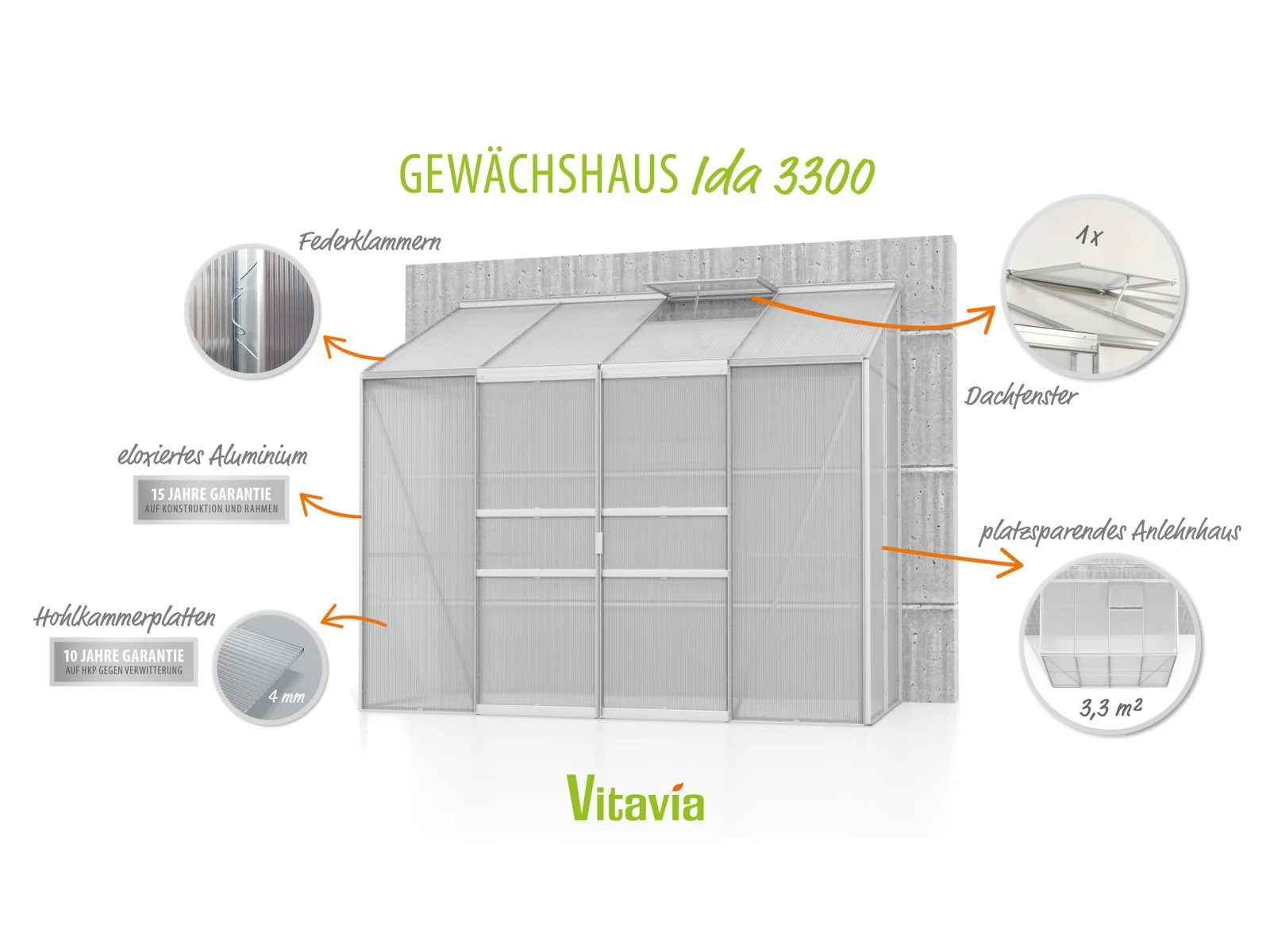 Vitavia Gewächshaus Ida 3300 HKP 4 mm Alu - Image 4