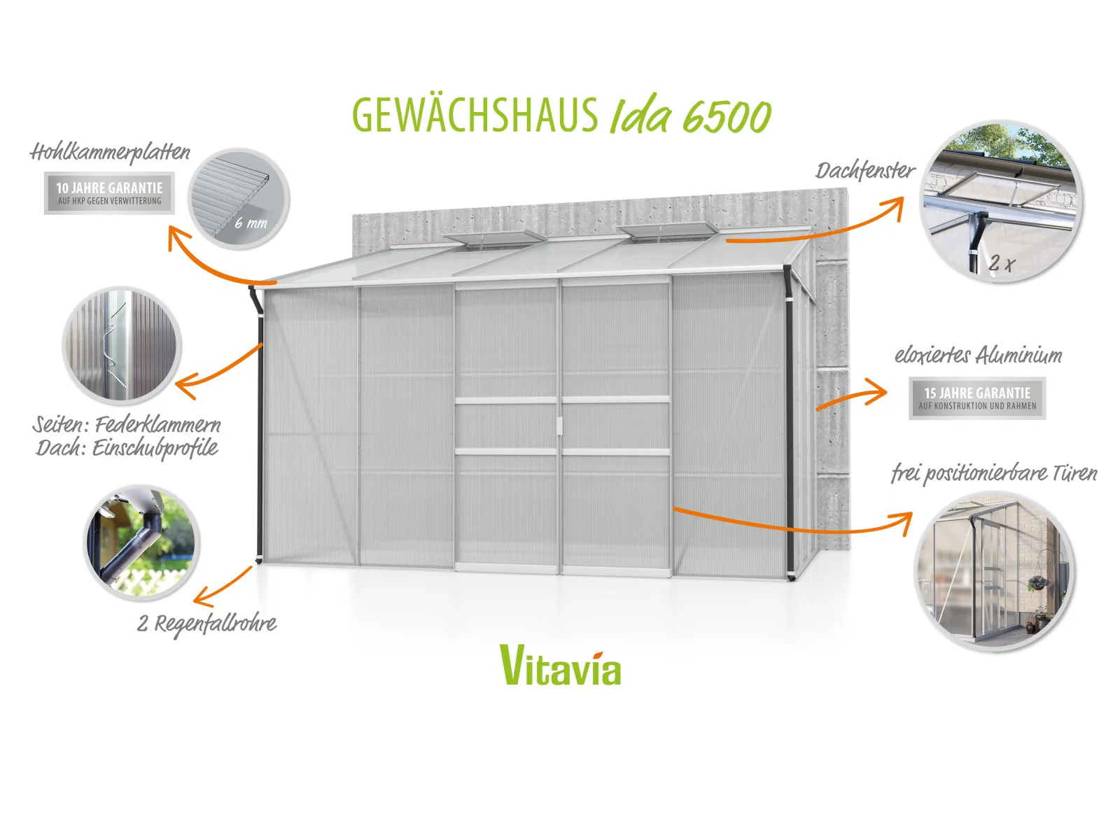 Vitavia Gewächshaus Ida 6500 HKP 6 mm Alu - Image 3