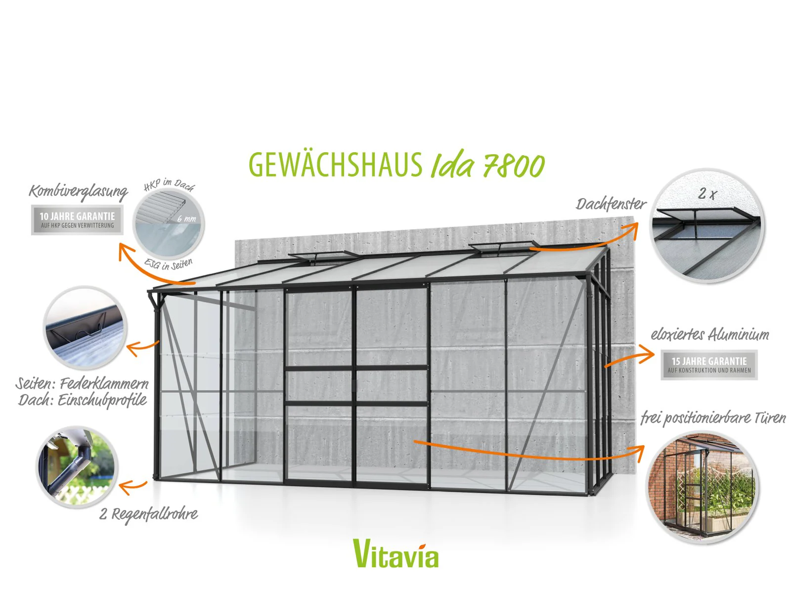 Vitavia Gewächshaus Ida 7800 ESG/HKP, Schwarz - Image 7