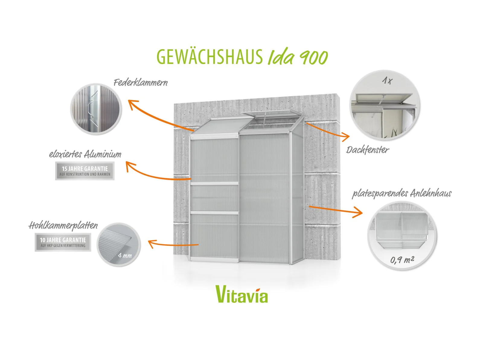 Vitavia Gewächshaus Ida 900 HKP 4 mm Alu - Image 6