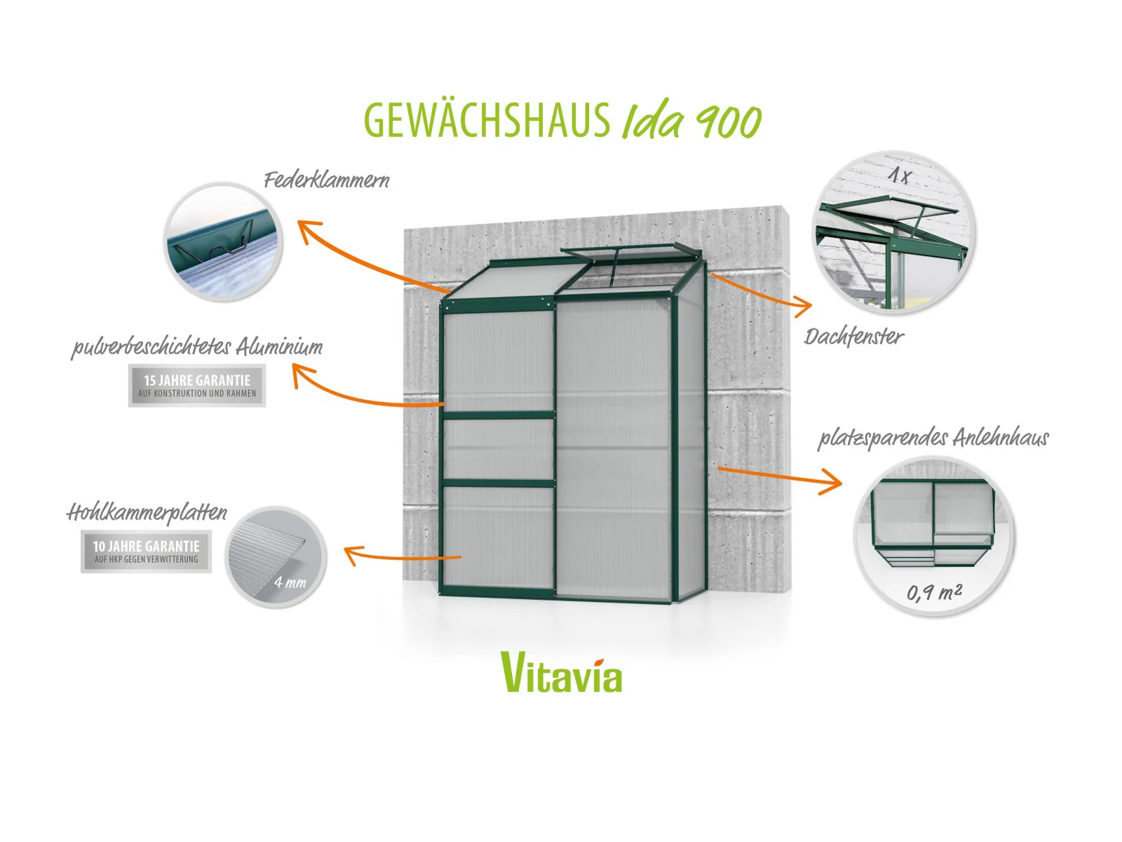 Vitavia Gewächshaus Ida 900 HKP 4 mm Smaragd - Image 7