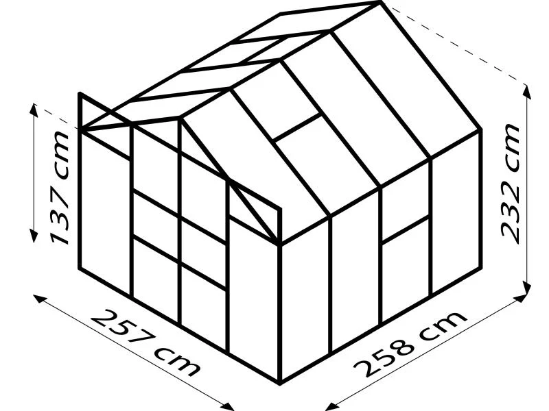 Vitavia Gewächshaus Meridian 2, 6700 ESG 3mm, smaragd, mit Doppelschiebetür - Image 3