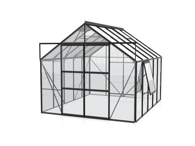 Vitavia Gewächshaus Meridian 2, 8300 ESG 3mm, schwarz, mit Doppelschiebetür - Image 2