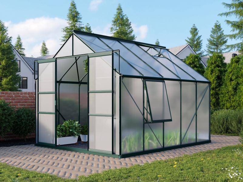 Vitavia Gewächshaus Meridian 2, 8300 HKP 4 mm, smaragd, mit Doppelschiebetür - Image 3