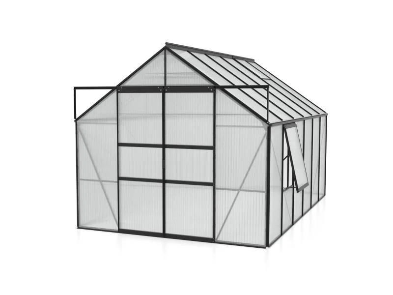 Vitavia Gewächshaus Meridian 2, 9900 HKP 4 mm, schwarz, mit Doppelschiebetür - Image 2