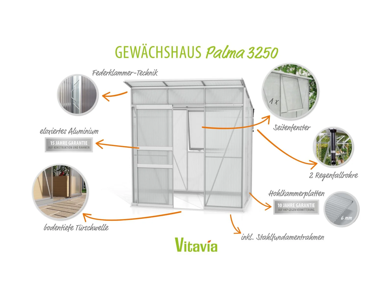 Vitavia Gewächshaus Palma 3250 HKP 6mm - Image 4