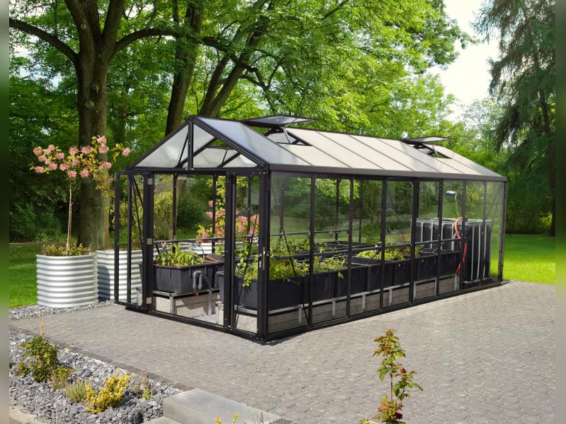 Vitavia Gewächshaus Zeus Comfort 15700 ESG/HKP, schwarz pulverbeschichtet - Image 6