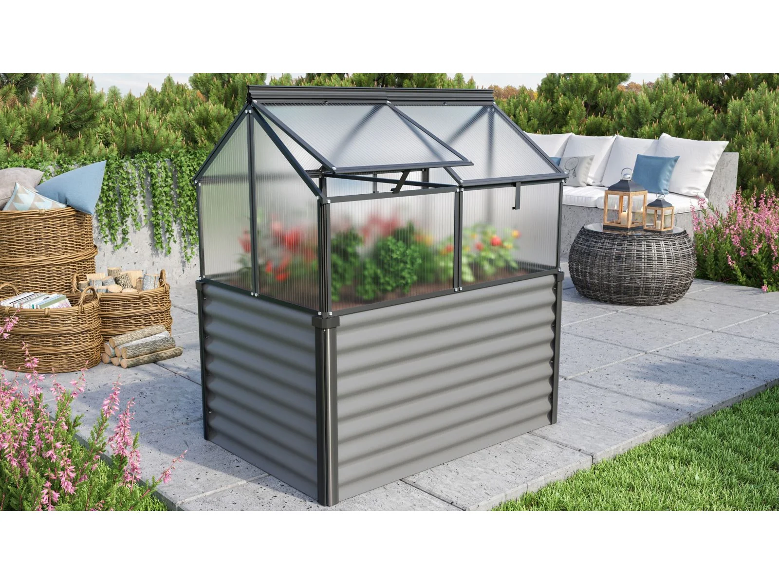Vitavia Hochfrühbeet Gaia Jumbo HKP 4mm, granit/schwarz