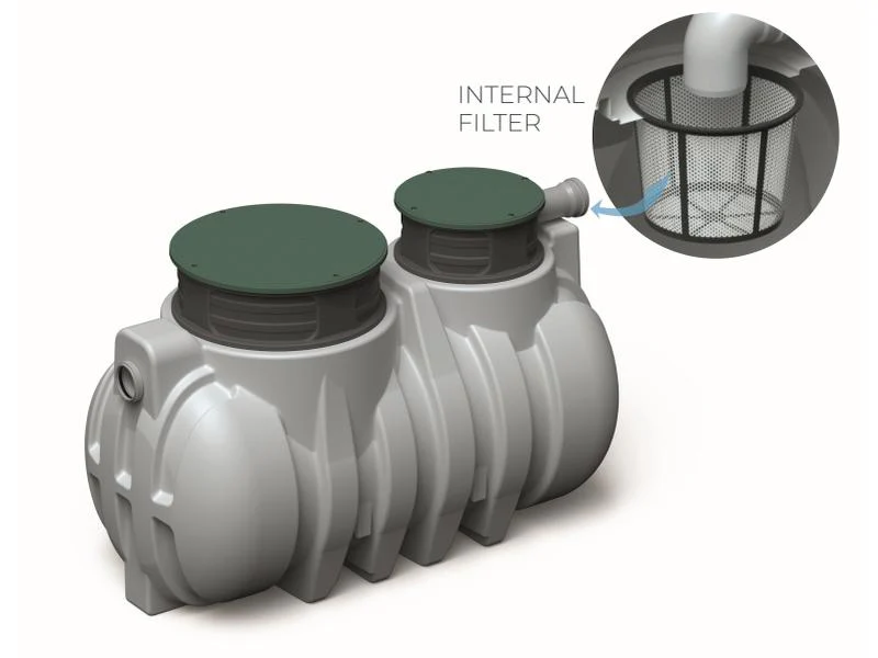 Waterform Regenwasser-Zisterne Unground 3000 Liter grau mit Tankabdeckung und Korbfilter - Image 3