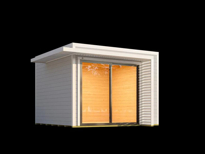 Weka Design-Gartenhaus Pure Garden Amberley 1/3, 28 mm, 300x300 cm, Grau/Weiß, inkl. Schiebetür - Image 4